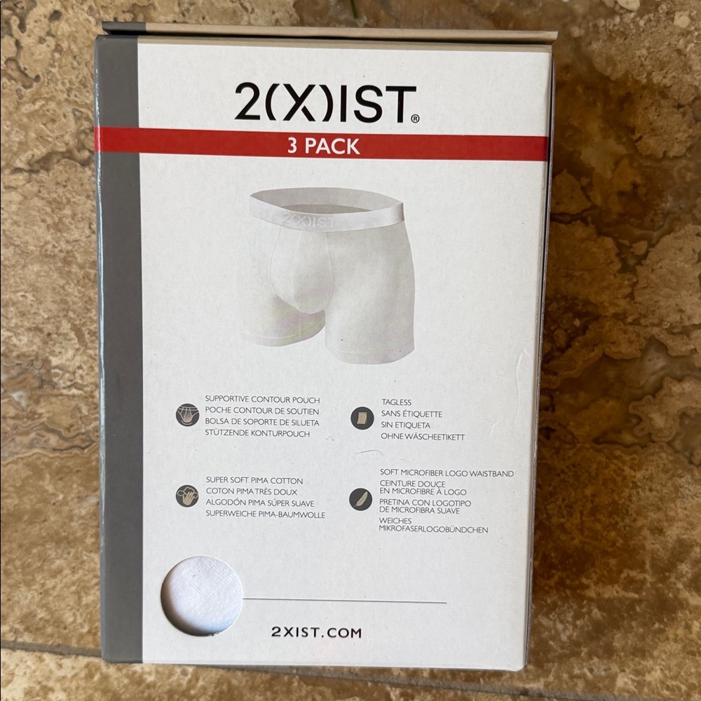 NWT 2X(IST) Size Medium 3-Pack White Pima Cotton Boxer Brief - Picture 3 of 3